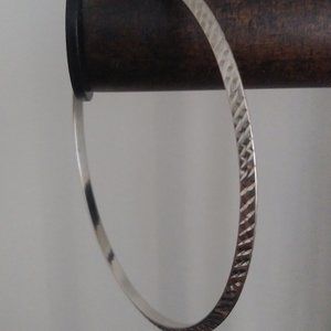 10K Gold White Gold Diamond Cut Bangle